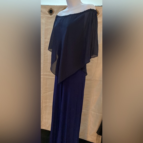 Women’s Gabriella Rocha Jumpsuit Off Shoulder Dark Blue Size XS 31” Inseam - Picture 3 of 16
